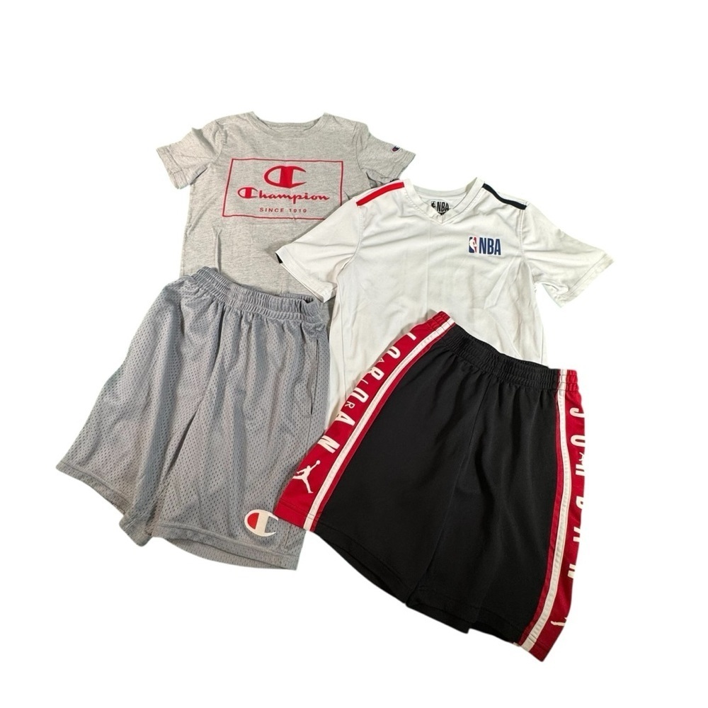 Boys Youth Medium Athletic Lot Champion NBA Jordan Shorts Shirts 4-Piece